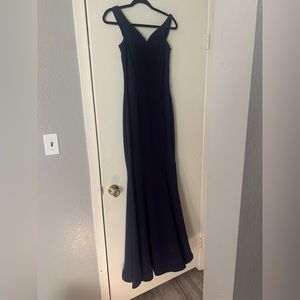 Navy blue tight fitting Windsor prom dress